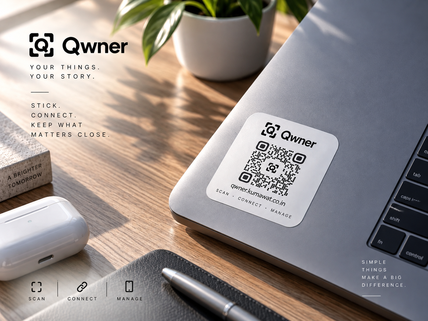 Qwner Sticker shown in use